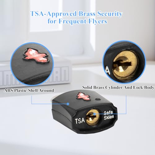 TSA Keyed Alike Luggage Lock 6-Pack Black – Family Travel Set - color: 004S 6PACK BLACK