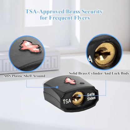 TSA Keyed Alike Luggage Lock 6-Pack Black – Family Travel Set - color: 004S 6PACK BLACK