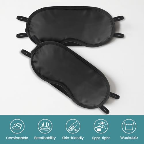 60 PCS Sleep Eye Masks Blindfolds - Light-Tight with Nose Pad & Adjustable Strap, Bulk Comfortable Breathable Party Supplies for Team Building Travel, Black Eye Cover for Women Men - color: 60 Pcs Blindfolds Bulk