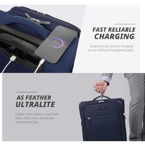 Verage Underseat Carry On Luggage with Wheels,14-Inch,Navy - color: Navy, size: 14-Inch Compact Underseat