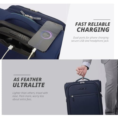 Verage Underseat Carry On Luggage with Wheels,14-Inch,Navy - color: Navy, size: 14-Inch Compact Underseat
