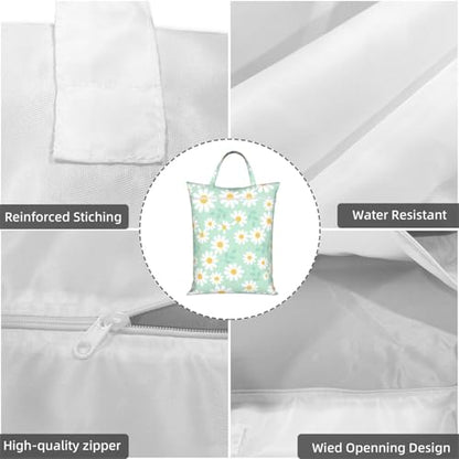 "daisy 2-Pack Travel Laundry Bags for Dirty Clothes- Large Waterproof Laundry Tote, Wet & Dry Use, Reusable Foldable Carry Handles for Vacation, Gym & Dorm" - color: Daisy
