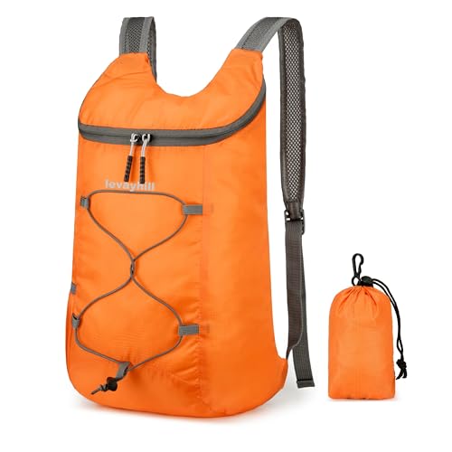 levayhill 16L Foldable Hiking Backpack,Small Packable Daypack,Orange - color: Orange