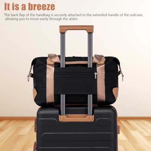 Cobens Luggage Sets 5 Piece, Suitcase with Wheels, 20/24/28inch, Black | Water-Resistant ABS Hard Shell, 360°Detachable Spinner Wheels, Tsa Lock, Large Checked Travel Suitcases for Family - color: Black