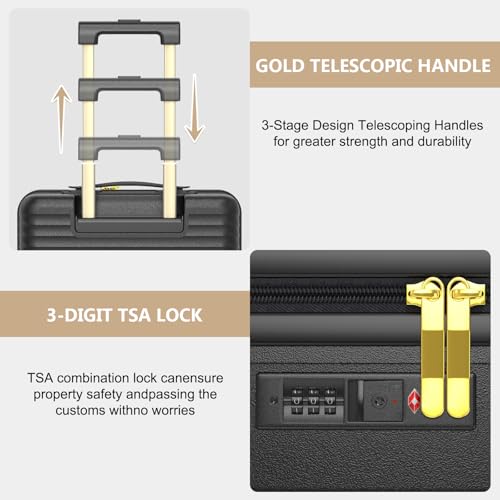 Joyway Carry on Luggage Airline Approved with TSA Lock, Hard Shell 18 Inch Travel Carry-on Suitcase with Spinner Wheels (Black, 18 Inch Luggage) - color: Black
