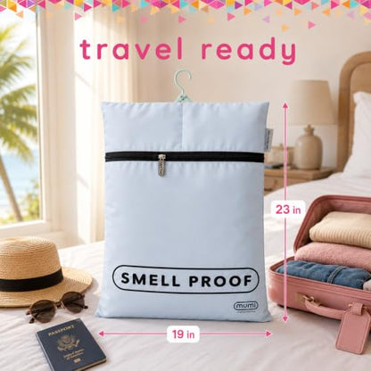 MUMI Smell-Proof Travel Laundry Bag with Folding Hanger, Black - color: Black
