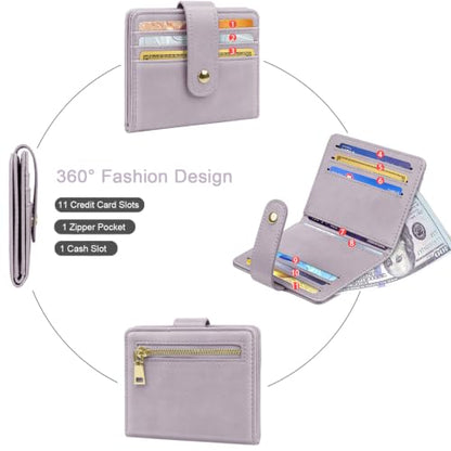 Small Wallets for Women Slim Minimalist Bifold Credit Card Holder - color: A Purple