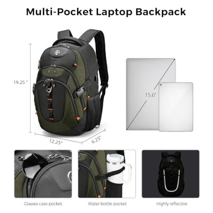 Swissdigital Design Travel Backpack for Men with USB Charging Port SD803-26 - color: Olive/Black