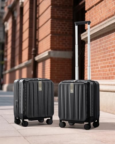 Hanke Top Opening Carry-On - Expandable 16 Inch Airline Approved Spinner - color: Jet Black, size: 16 Inch Expandable