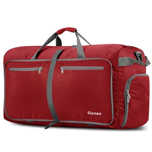 Gonex 60L Foldable Travel Duffle Bag with Shoe Compartment, Lightweight - color: Red, size: 60L