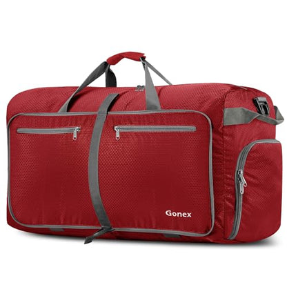 Gonex 100L Foldable Travel Duffle Bag with Shoe Compartment, Lightweight - color: Red, size: 100L
