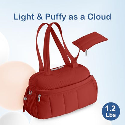 TOPDesign Travel Duffel Bag, Puffy Carry On Overnight, Gym Bag w/Wet Pocket - color: Maroon