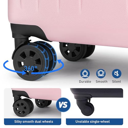 KYME Luggage Sets 2 Piece Hardshell Suitcase with TSA Lock,Pink, 20"/24" - color: Pink, size: 2Pcs Set(20"/24")