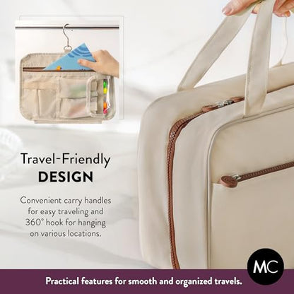 Mothercould Large Kids Travel Organizer, Hanging Bag With Hook, Beige - color: Beige, size: Large