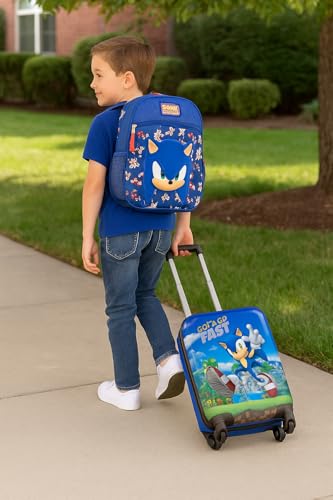 AI ACCESSORY INNOVATIONS Sonic the Hedgehog Kids Luggage and Backpack Set - 18" Luggage Suitcase With Wheels, 13.75" Backpack - color: Sonic Set