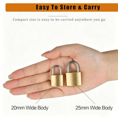 6Pack Small Locks with Same Keys, 3/4" (20mm) Mini Exquisite Lock Body Solid Brass Luggage Locks, Little Padlocks for Suitcase, Backpack, Tool Box, Diary Book, School Locker, Travel Lock - size: 20mm, 6pack