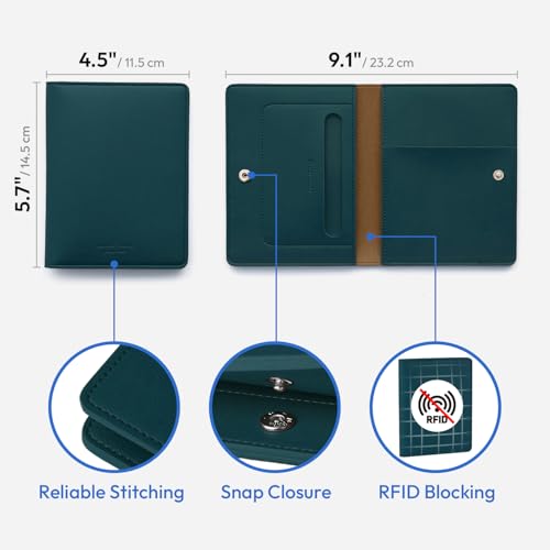 carrotez Premium RFID Blocking Leather Passport Cover – Dark Green - color: Dark Green
