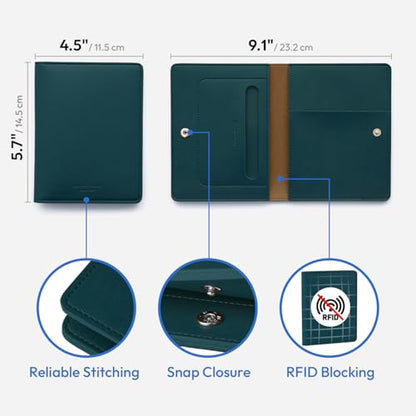carrotez Premium RFID Blocking Leather Passport Cover – Dark Green - color: Dark Green