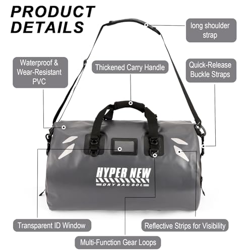 60L Waterproof Bag,Waterproof Dry Bag for Men & Women,Grey - color: grey