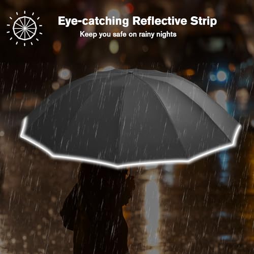 G4Free 42 Inch Eco Windproof Umbrella for Rain Strong Compact Umbrellas - color: Black/Aurora