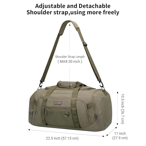 WITZMAN 캔버스 더플 백 남성용 3 in 1 컨버터블 백팩 40L 여행용, 아미 그린., 빈티지 - color: 아미 그린., size: 40L Standard