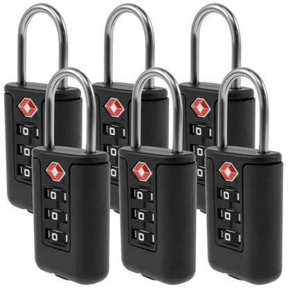 6 Pack Luggage Locks TSA Approved 3 Digit Travel Combination Portable Small Padlocks Stainless Steel TSA Accepted Toolbox Locks for Travel Bag Suitcase Lockers | Portable Small, Stainless Steel, For Travel Bag Suitcase Lockers, Toolbox Locks