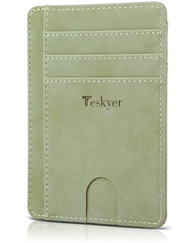 Teskyer Slim Minimalist Wallet for Men, RFID Front Pocket Card Holder - color: Y98 - Greyish Green