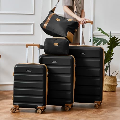 Luggage Sets 5 Piece, Lightweight Durable Hardshell Violet, 20/24/28" - color: Violet