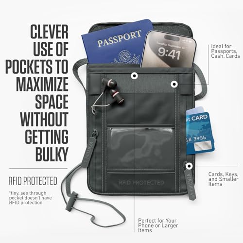 VENTURE 4TH Travel Neck Wallet, RFID Blocking Passport Holder - Sleek Gray - color: Sleek Gray