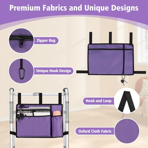 supregear Walker Bag w/Cup Holder, Universal Walker Accessories for Seniors - color: Light Purple