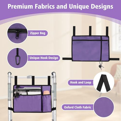 supregear Walker Bag w/Cup Holder, Universal Walker Accessories for Seniors - color: Light Purple