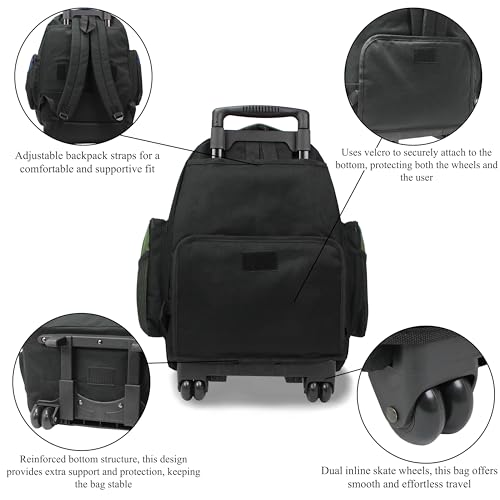 World Traveler Transworld 22-Inch Carry-On Rolling Backpack - Olive - color: Olive