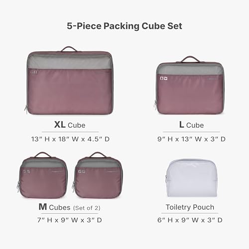 Traveler's Choice Cloverland Packing Cubes, 5-Piece Set, Mauve - color: Mauve