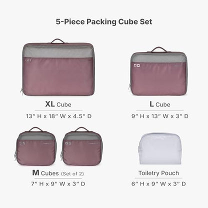 Traveler's Choice Cloverland Packing Cubes, 5-Piece Set, Mauve - color: Mauve