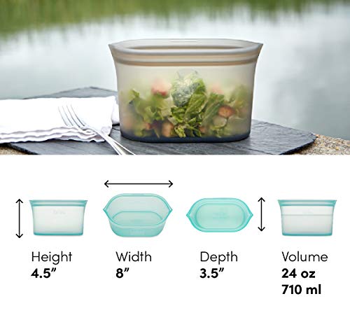 Zip Top Reusable Food Storage Bags | Medium Dish [Peach] | Silicone Meal Prep Container | Microwave, Dishwasher and Freezer Safe | Made in the USA - color: Peach, size: Medium Dish