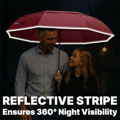 Royal Walk Compact Travel Umbrella for Rain, Windproof, Small & Portable - color: Dark Red