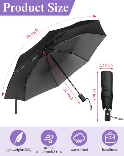 Yahenda 4 Pack Windproof Travel Umbrella Compact Automatic Folding Umbrellas for Rain Lightweight Portable Umbrella Gift for Men Women Backpack & Car Essentials - color: Purple, Black