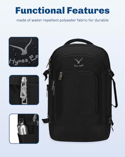 Hynes Eagle 40L Carry On Backpack Flight Approved Weekender Travel Bag - color: Black-n