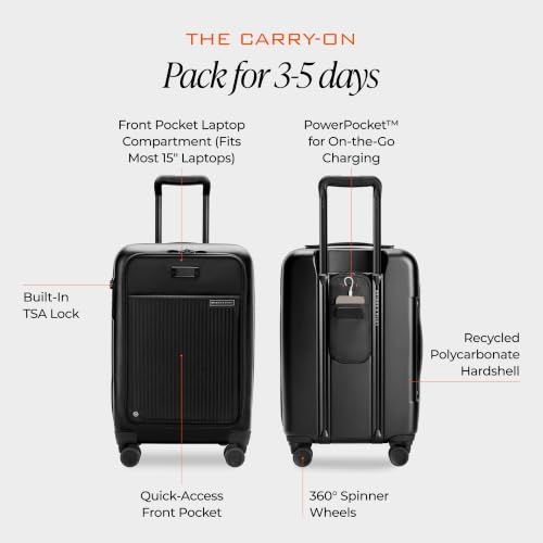 Briggs & Riley Sympatico Essential 22 Inch Carry-On Front Pocket, Black - color: Black, size: 22" Carry-On