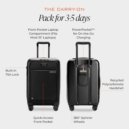 Briggs & Riley Sympatico Essential 22 Inch Carry-On Front Pocket, Black - color: Black, size: 22" Carry-On