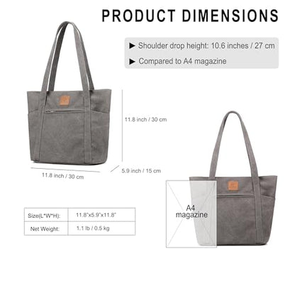 Light Canvas Shoulder Bag for Women Retro Bucket Tote - color: Blue