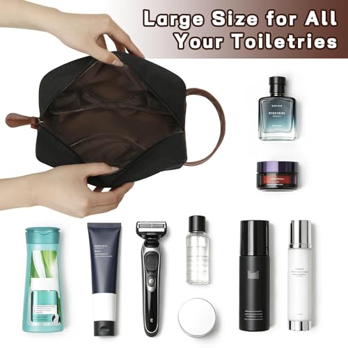 Personalized Toiletry Bag for Men, Birthday Gifts for Men Him | Initial Custom Travel Dopp Kit, Water-Resistant Shaving Bag with Large Capacity, Travel Essentials, Gift Bag for Men, P - style: P