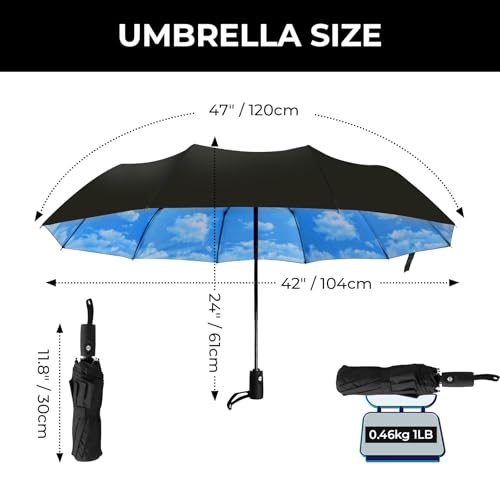 LLanxiry Compact Travel Umbrella, Windproof Automatic Umbrellas for Rain - color: High clouds
