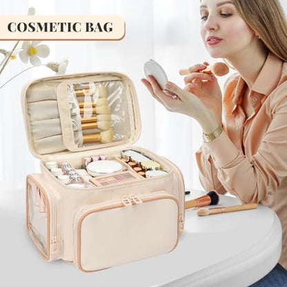 Bagmoly Large Makeup Bag, Travel Makeup Cosmetic Bag for Girls, White - color: 02-White, size: Medium