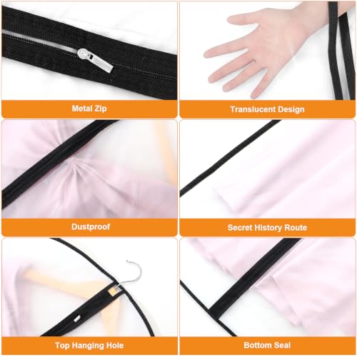 12 Pack Peva Garment Bags 24 x 40 In, Translucent Clothes Covers - color: Matte with Black Edge, size: 40in *12