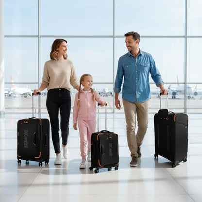 3-Piece Softside Upright Luggage Set,Waterproof Fabric - color: Black, size: 3-Piece Set (22"/26"/30'')