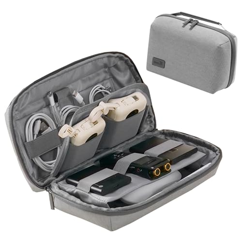 Electronics Travel Organizer Bag for Cables, Chargers & Accessories, Waterproof Tech Organizer Case, Portable Cable Storage Pouch for Travel, Gray
