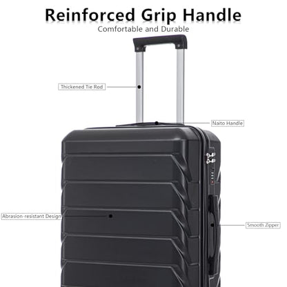 Suitcases ABS Hard Shell Luggage Sets - color: Black and Brown, size: 20/24/28 Inch