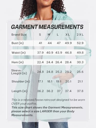 SaphiRose Women's Long Packable Rain Jacket with Hood Waterproof Raincoat - color: Light Green, size: Small
