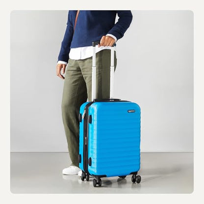 Amazon Basics 21" Hardside Carry-On Luggage with Expandable Space, Scratch-Resistant Surface, Telescoping Handle, Four Multi-directional Wheels, Light Blue - color: Light Blue, size: Carry-On